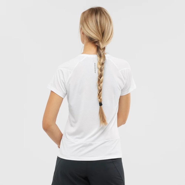 White Salomon Cross Run Short Sleeve Women's T-Shirts | PH 10987A